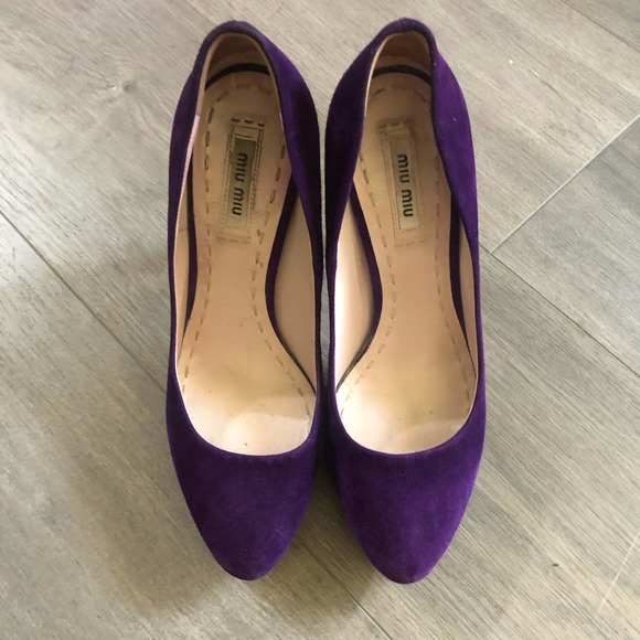 Miu Miu Purple Suede Heels - Picture 5 of 6